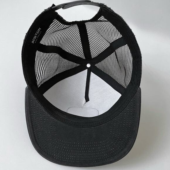 Burton Snowboards Snapback Trucker Hat Washed Black Gray Mountain Skate Mesh - Picture 4 of 6